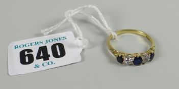 18ct gold sapphire & diamond carved ring (diamonds estimated 0.38cts) 3.5grams