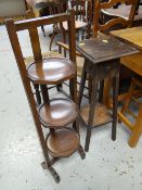 A three-tier folding cake stand & a planter pedestal