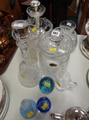 Collection of cut glass items & Caithness paperweights