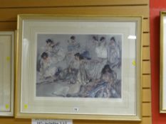 SIR WILLIAM RUSSELL FLINT print of a group of reclining semi-clad females, with embossed mark HLO,