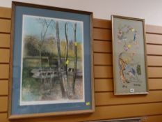 A needlework panel & a limited edition print