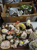 A parcel of metalware & a quantity of pig ornaments