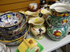 Four Oriental decorated ironstone bowls, collection of jugs etc