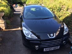 Peugeot 307 SW estate car, diesel, 1560cc, black, registration number SY07 UZT, MOT October 2018