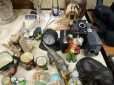 Large parcel of miscellaneous items including Royal Doulton character jugs, Pendelfin rabbits,