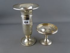 Large silver trumpet vase and a sweetmeat dish on pedestal stand (both loaded)