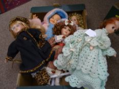 Quantity of collectable dolls, some porcelain headed (modern)