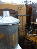 Metal garden incinerator and a metal garden whatnot