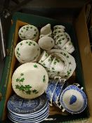 Colclough 'Ivy Leaf' part teaset and a small quantity of Spode Italian blue and white tableware