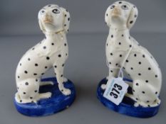 Pair of Staffs pottery seated Dalmatians