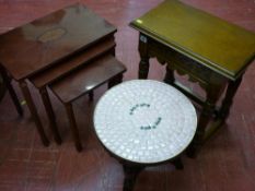 Quality carved oak stool, converted stool stamped Lamb of Manchester etc