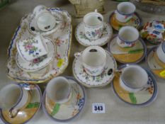 Four Aynsley 'Pembroke' coffee cans and saucers, a porcelain desk tray and a quantity of Oriental