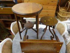 Circular inlaid occasional two tier table and two others