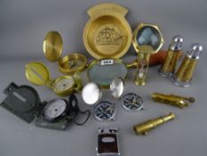 Collection of mostly modern/reproduction nautical items and compasses etc