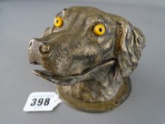 Silver plated dog's head inkstand, stamped 'W W H & Co'