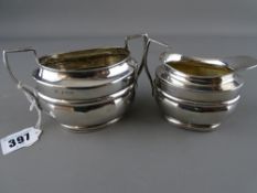 Hallmarked silver milk jug and sugar bowl