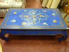 Nicely painted Oriental style hardwood coffee table