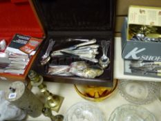 Two part canteens of modern cutlery and a quantity of loose cutlery
