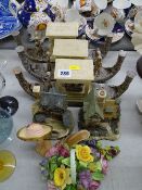 Three composition Egyptian barges, two cottage ornaments etc