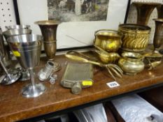 Parcel of white metal and brassware