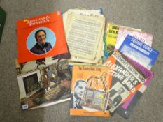 Small collection of LP records, sheet music and other ephemera