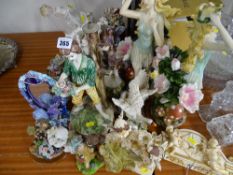 Collection of composition fairy and other ornamental figurines