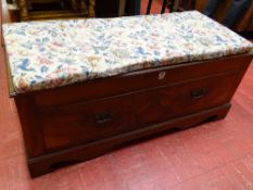 Single drawer storage bench with upholstered top pad (formerly a wardrobe base)