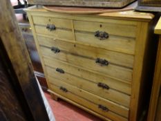 Stripped wood two over three drawer chest