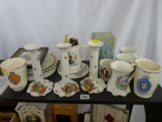 Three royalty commemorative candleholders and other commemorative ware