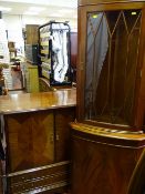 Reproduction inlaid bi-fold door entertainment unit and a matching corner cupboard