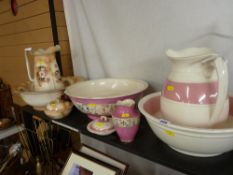 Three Staffs washbasins and associated items