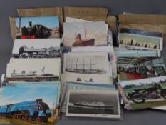 Good quantity of train, ship and city scene with others vintage postcards