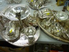 Large parcel of electroplate including two galleried trays