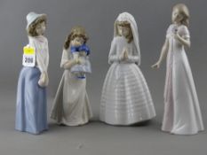 Four Nao porcelain figurines - 'Girl Praying' 0236, 'Too Cute' 1121, 'We're Sleepy' 1107 and '
