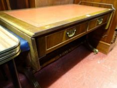 Reproduction sofa table with tooled leather top