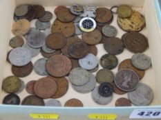 Collection of vintage coins and medallions including a nine carat gold example with Jewish