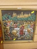 Heavy plaque featuring a medieval scene