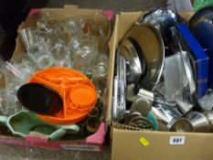 Two boxes of mixed kitchenware