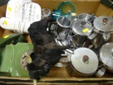 Quantity of metal service ware, tourist ball, retro phone etc