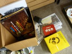 Box of historical photographs/prints, vintage items including cameras etc