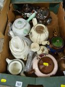 Collection of vintage teapots including lustre etc