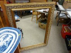 Excellent approx 4ft high gilt framed bevelled wall mirror