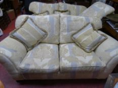 Excellent modern lounge suite of two x two seater couches, armchair and pouffe in a classical grey