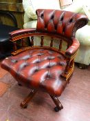 Good reproduction button upholstered swivel captain's chair