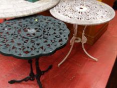 Two vintage style metal garden tables