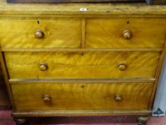 Victorian satin wood chest of two short over two long drawers, stamped 'A Blain, Liverpool',