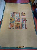 Modern 6 x 4 Mandarin gold patterned acrylic carpet
