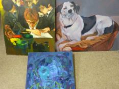 JOHN CHERRINGTON oils on board - four various subject matters including figures etc