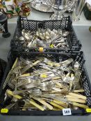 Two crates containing good quantity of flatware