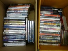 Two boxes of miscellaneous DVDs, CDs etc
